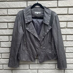 Svetlana Gray Asymmetrical Studded Jacket Sz 12